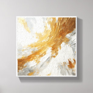 Impressão Em Tela Arte Texturizada de Luxo Dourada e Branca - Paleta