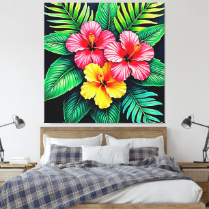 Impressão Em Tela Arte Tropical de Hibiscus Vibrant