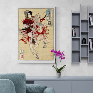 Impressão Em Tela Arte Ukiyo-e Japonês Antigo A guerreira feminina