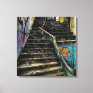 Impressão Em Tela Arte Urbana em Escadas de Edifício Abandonado
