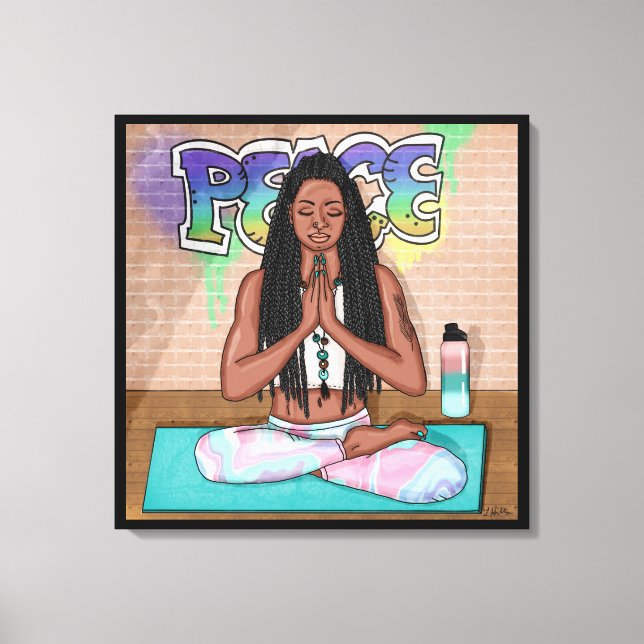 Impressão Em Tela Arte Urbana | Mulher Bonito que faz meditação (Frente)