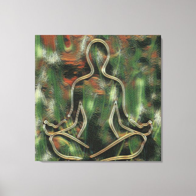 Impressão Em Tela Arte Verde Meditação de Yoga por Pintura Abstrato  (Frente)