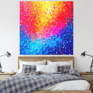 Impressão Em Tela Arte Vibrante de Estrela Explosiva de Confetes