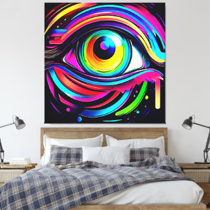 Impressão Em Tela Arte Vibrante de Olho Psicodélico