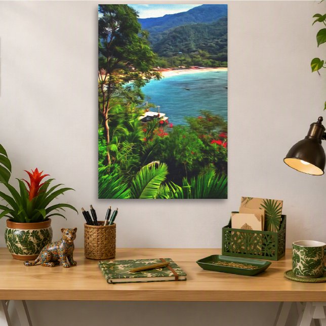 Impressão Em Tela Arte Vista da Praia Tropical Yelapa México 0828 (Criador carregado)
