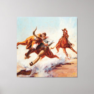 Impressão Em Tela Arte Western “Bull Dogger” por Will James