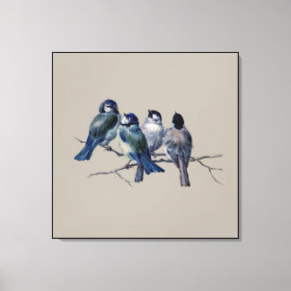 Impressão Em Tela Artes Azuis Vintage atordoantes em galho x 4 prese