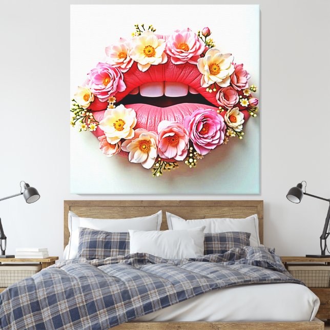 Impressão Em Tela Artesania de Lábios Florais (Insitu(Quarto))