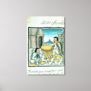 Impressão Em Tela Artesões astecas da pena no trabalho