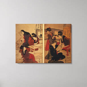 Impressão Em Tela Artesões que fazem um Woodcut, c.1857