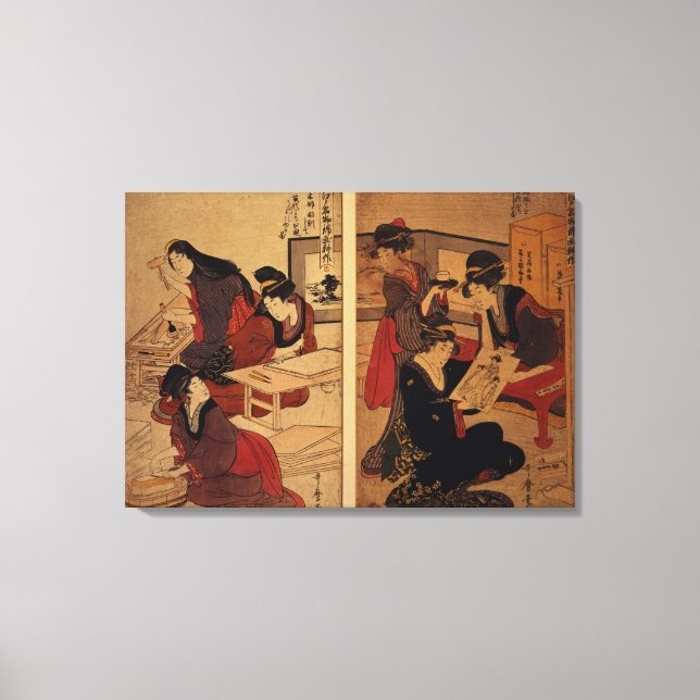 Impressão Em Tela Artisans Fazer a Woodcut, c.1857 (Frente)