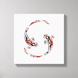 Impressão Em Tela Artista de Peixe Koi Negro e Vermelho