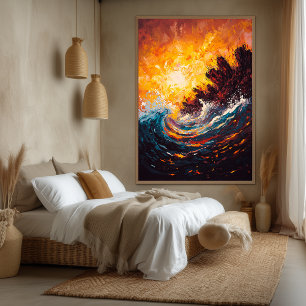 Impressão Em Tela Artwares Contemporâneos de Onda Fluvial Oceânica F