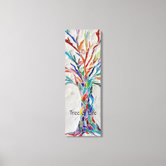Impressão Em Tela Árvore Arco-Íris da Vida Mosaico Multicolorido (Frente)