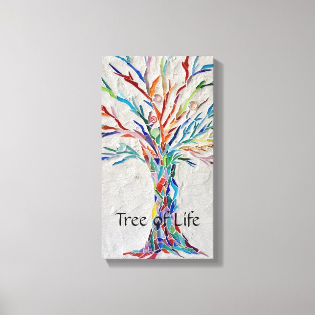 Impressão Em Tela Árvore arco-íris do mosaico multicolorido (Frente)