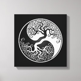 Impressão Em Tela Árvore branca e negra da vida Yin Yang
