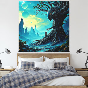 Impressão Em Tela Árvore Cósmica da Fantasia da Vida