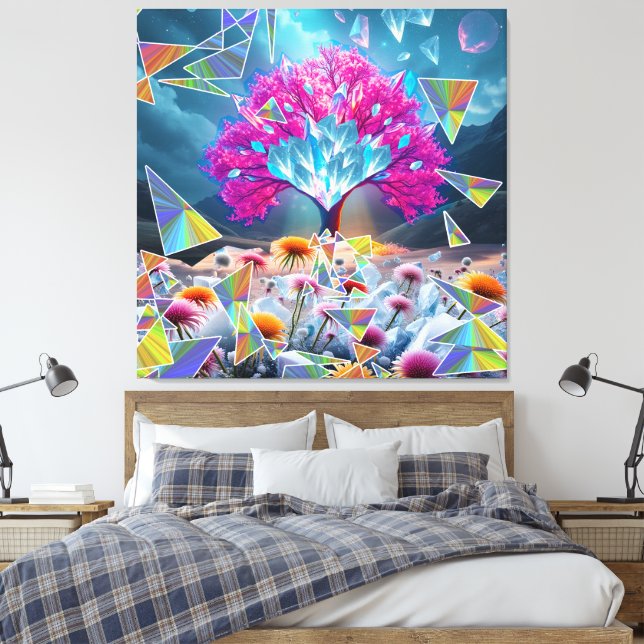 Impressão Em Tela Árvore Cristal de Luz (Insitu(Quarto))