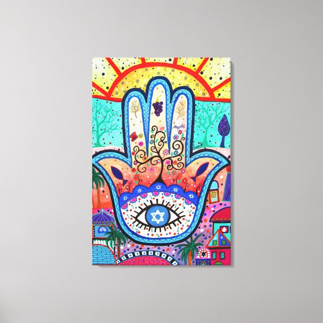 Impressão Em Tela Árvore da Vida de Prisarts HAMSA (Frente)