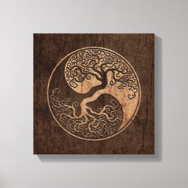 Impressão Em Tela Árvore da vida Yin Yang com efeito de grão de made