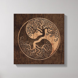 Impressão Em Tela Árvore da vida Yin Yang com efeito de grão de made