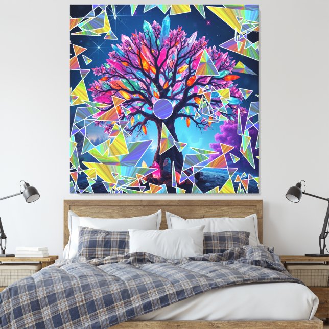 Impressão Em Tela Árvore de Abstrato de cristal (Insitu(Quarto))