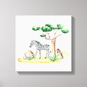 Impressão Em Tela Árvore de Acácia Zebra da Savana Africana Natureza
