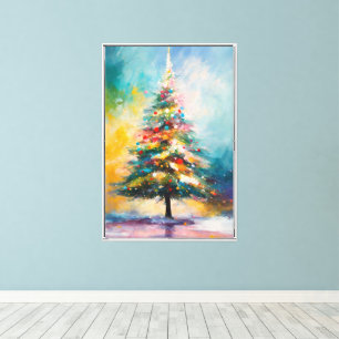 Impressão Em Tela Árvore de Natal - Arte Petrolífera Pastel Splatt