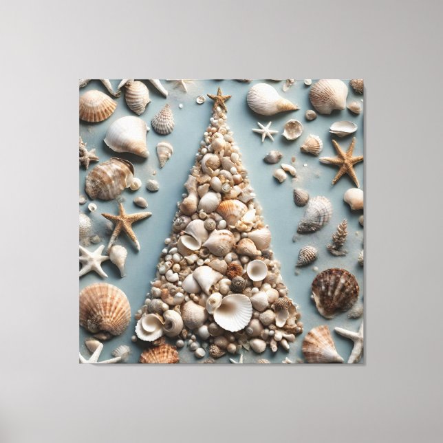 Impressão Em Tela Árvore de Natal Costeira de Seashell (Frente)