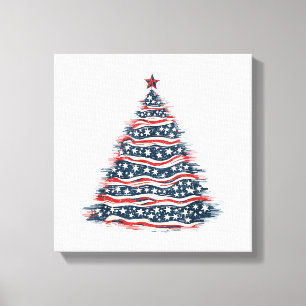 Impressão Em Tela Árvore de Natal da Bandeira Americana Patriótica