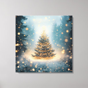 Impressão Em Tela Árvore de Natal da Floresta Mágica de Inverno Neva