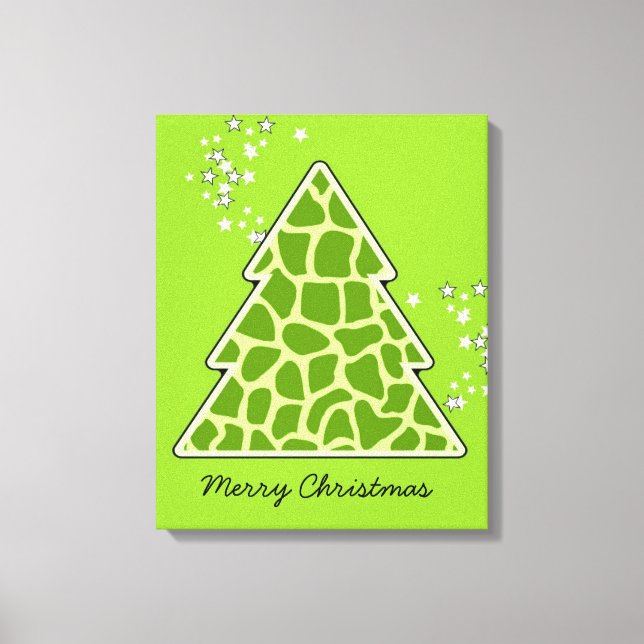 Impressão Em Tela Árvore de Natal de girafa verde (Frente)
