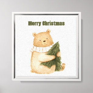 Impressão Em Tela Árvore de Natal do Urso Feliz