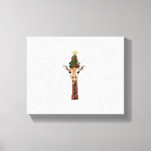 Impressão Em Tela Árvore de Natal Girafa Fofa Amantes de Girafa _1
