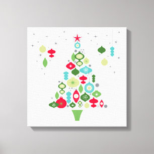 Impressão Em Tela árvore de Natal retro do vintage moderno