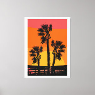 Impressão Em Tela Árvore de Palm de Praia Sunset