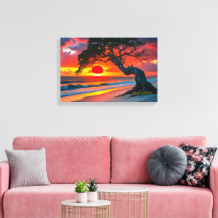Impressão Em Tela Árvore Dramática do Pôr do Sol sobre a Arte de Par