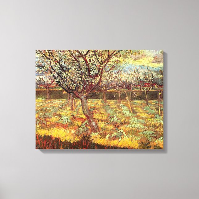 Impressão Em Tela Árvores Apricot em Blossom, Vincent van Gogh. (Frente)