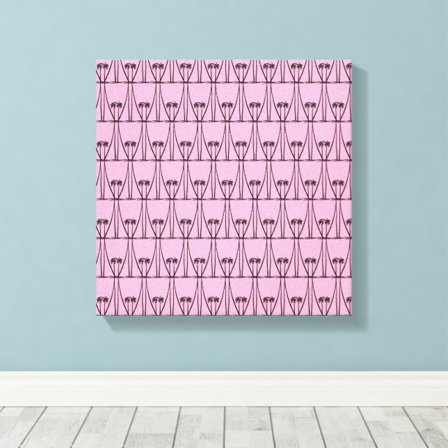 Impressão Em Tela Árvores de coco de silhueta-brancas (Insitu(piso de madeira))