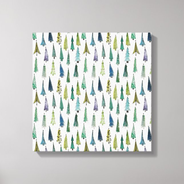 Impressão Em Tela Árvores de Natal Engraçadas (Bela Arte Ilustrada) (Frente)