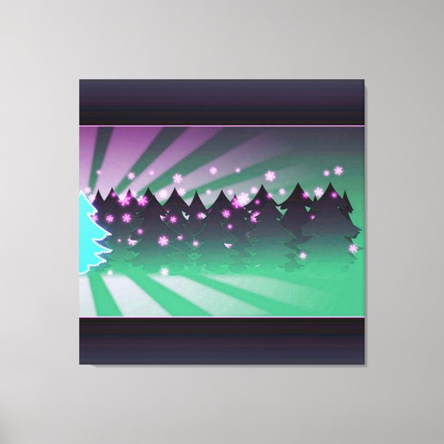 Impressão Em Tela Árvores de Natal Matizes de Verde (Frente)