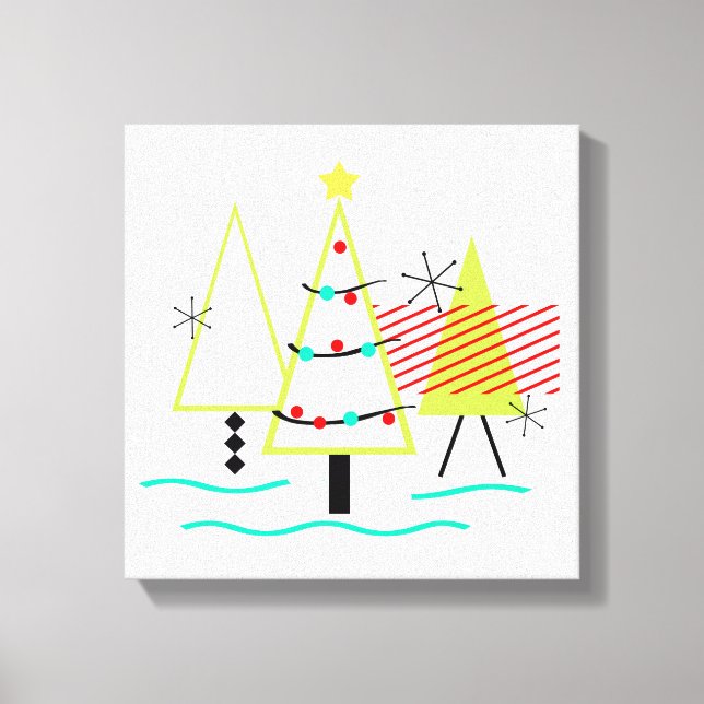 Impressão Em Tela árvores de natal modernas de meados do século retr (Frente)