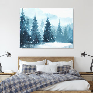 Impressão Em Tela Árvores de Natal Nevadas