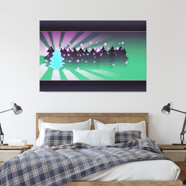Impressão Em Tela Árvores de Natal Tons de Verde (Insitu(Quarto))