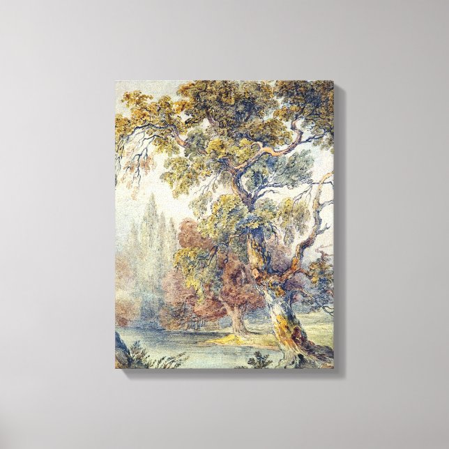 Impressão Em Tela Árvores e Pond (por John Ruskin) (Frente)