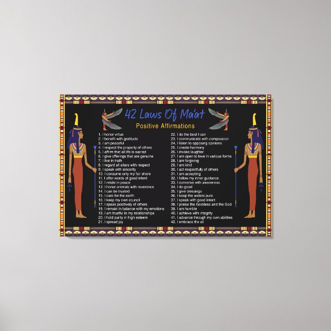 Impressão Em Tela As 42 Leis Da Matéria - Afirmações Positivas (Frente)