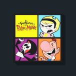 Impressão Em Tela As Aventuras Negras de Billy & Mandy Character Art<br><div class="desc">Veja este gráfico colorido de quatro painéis de Mandy,  Grim e Billy,  com o logotipo do programa!</div>