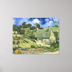 Impressão Em Tela As casas de campo Thatched de Van Gogh em