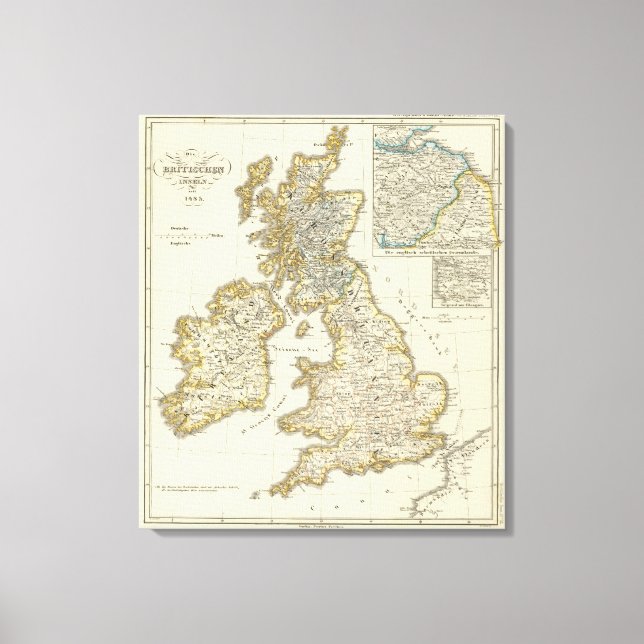 Impressão Em Tela As Ilhas Britânicas desde 1485 (Frente)