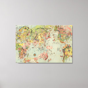 Impressão Em Tela As rotas de ar do mundo do mapa do mundo duma